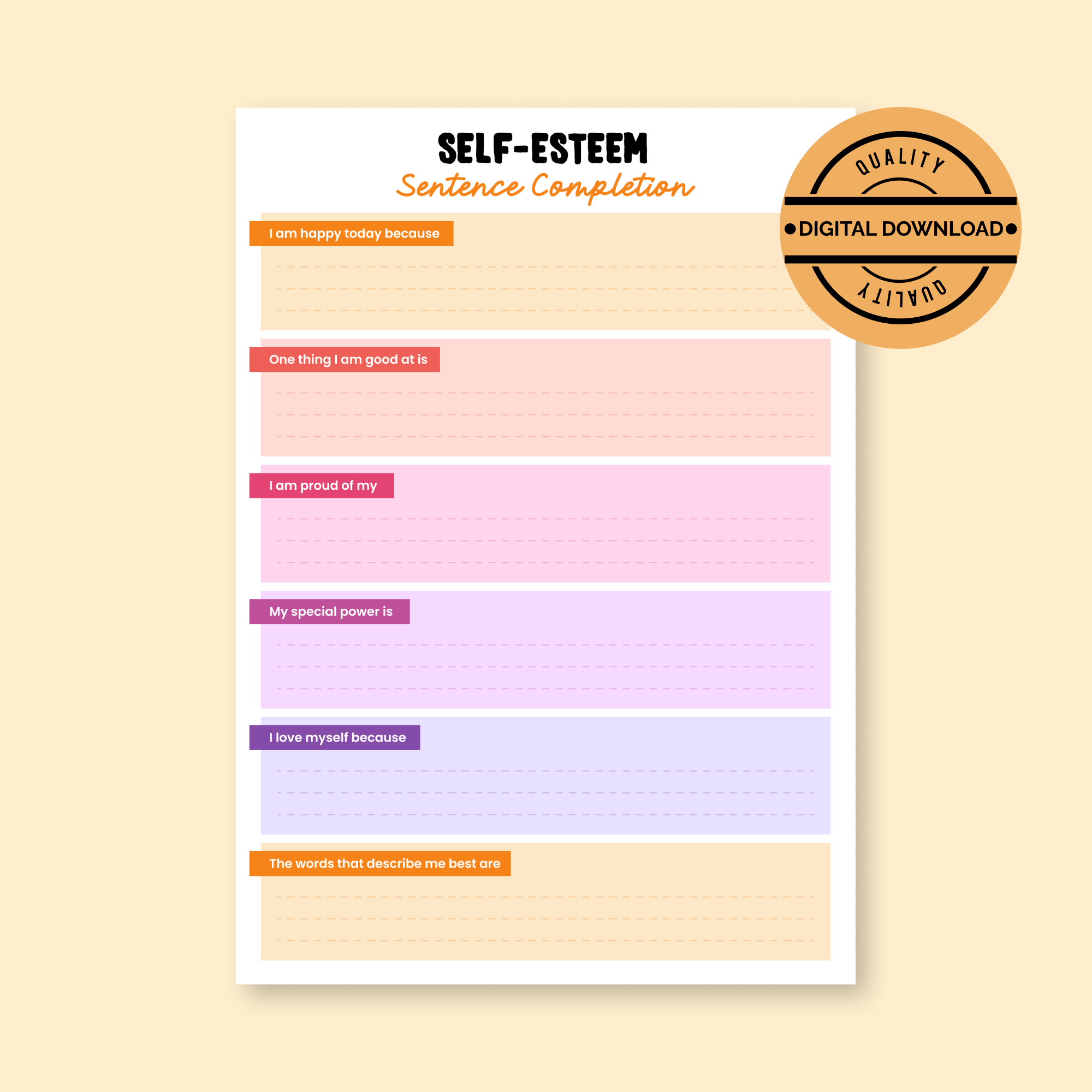 Self-Esteem Worksheets