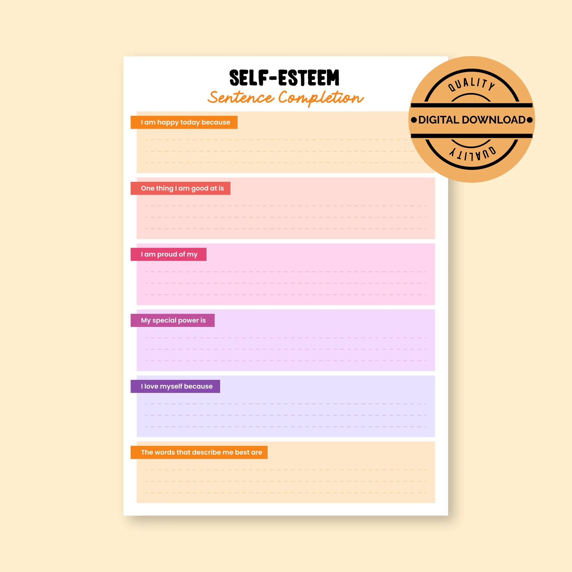 Self-Esteem Worksheets