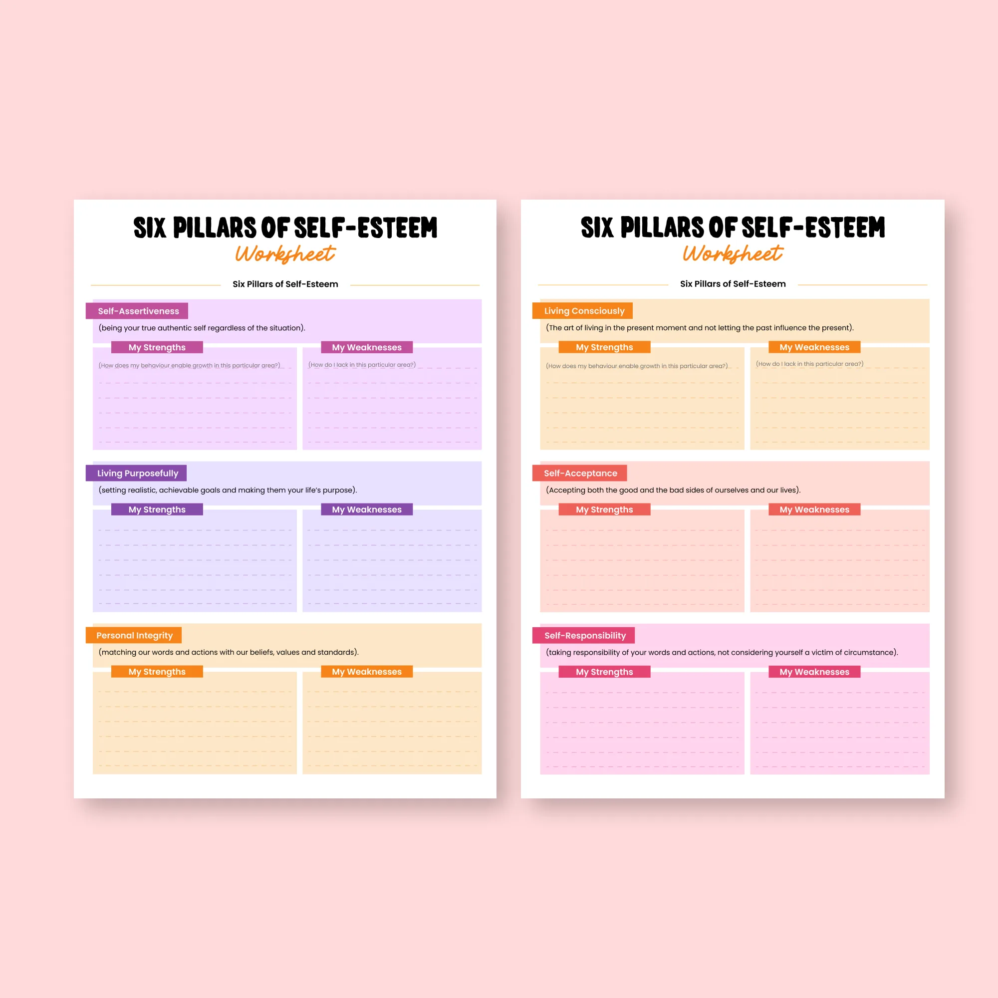 Self-Esteem 6 Pillars Worksheet - Image 4