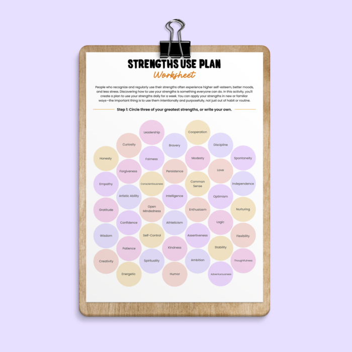 Strengths Use Plan Worksheet